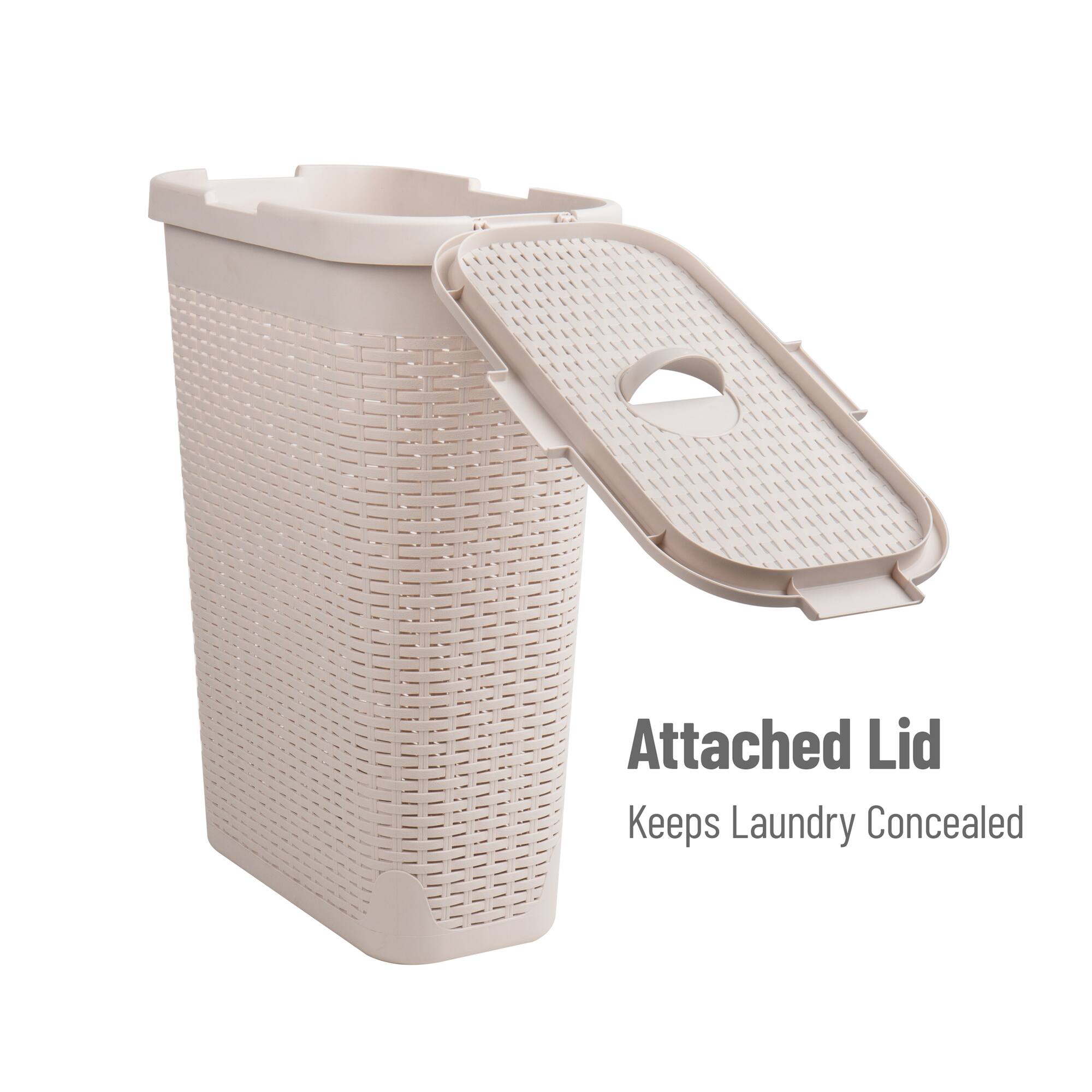 Mind Reader 40L Hamper Laundry Basket with Cutout Handles, 3-Pack